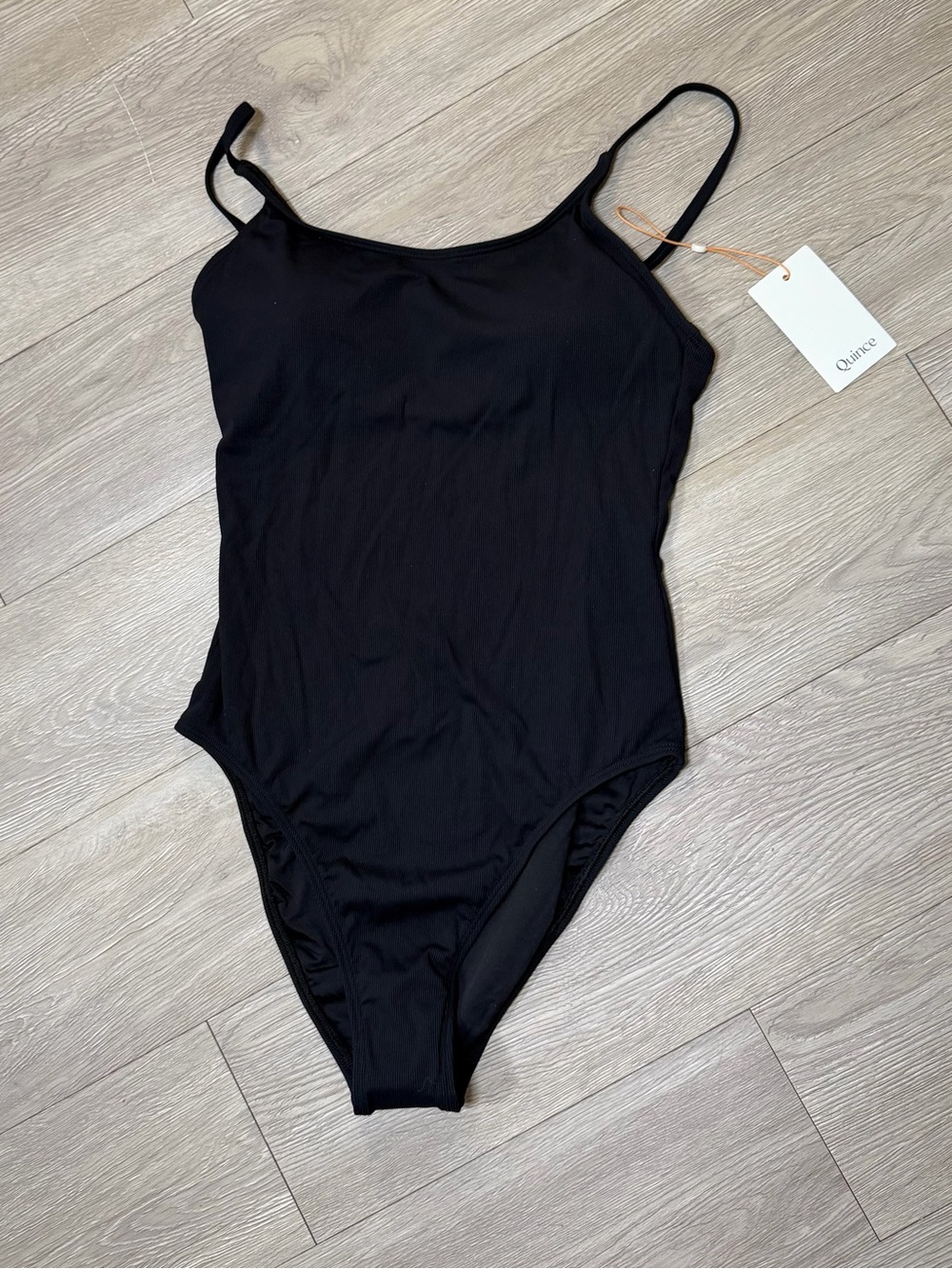 Quince Textured Black Italian Cami One-Piece Swimsuit NWT size M